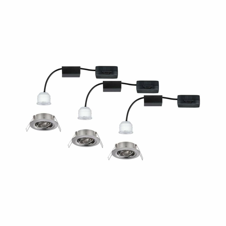 Paulmann LED Einbauleuchte Nova mini Plus Coin 3er-Set schwenkbar EasyDim 4,2W 2700K Eisen gebürstet dimmbar 230V