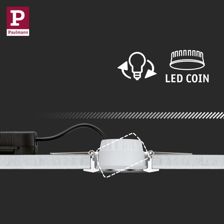 Paulmann LED Einbauleuchte Nova mini Plus Coin 3er-Set schwenkbar EasyDim 4,2W 2700K Eisen gebürstet dimmbar 230V