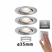 LED Einbauleuchte Nova mini Plus Coin 3er-Set schwenkbar EasyDim 4,2W 2700K Eisen gebürstet dimmbar 230V