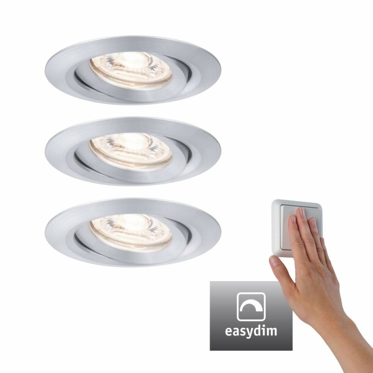 Paulmann LED Einbauleuchte Nova mini Plus Coin 3er-Set schwenkbar EasyDim 4,2W 2700K Alu dimmbar 230V