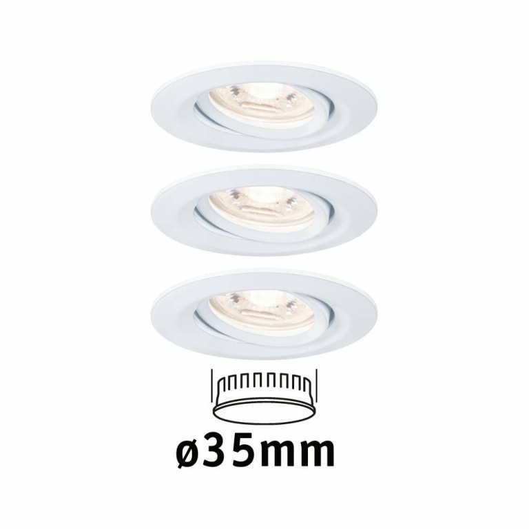 Paulmann LED Einbauleuchte Nova mini Coin 3er-Set schwenkbar 4W 2700K Weiß matt 230V