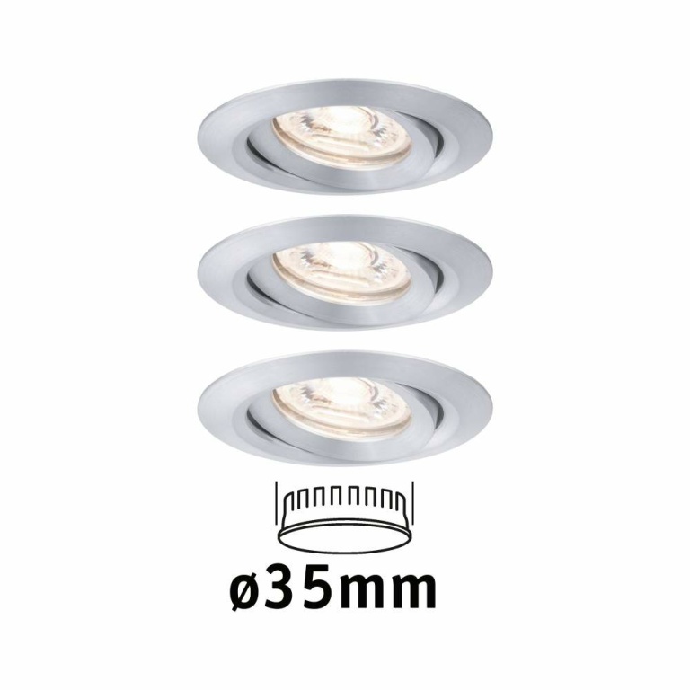 Paulmann LED Einbauleuchte Nova mini Coin 3er-Set schwenkbar 4W 2700K Alu gedreht 230V