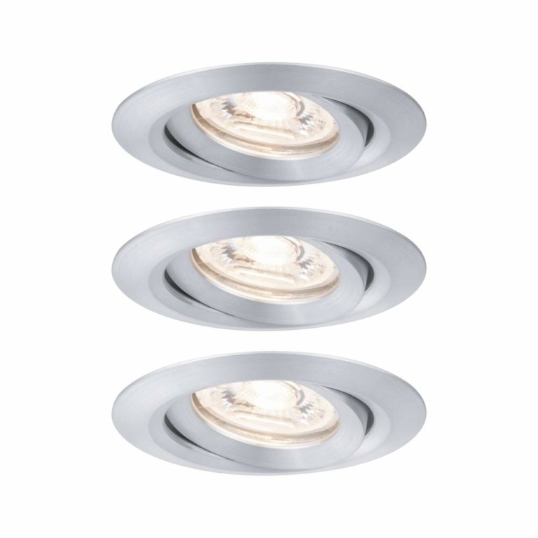 Paulmann LED Einbauleuchte Nova mini Coin 3er-Set schwenkbar 4W 2700K Alu gedreht 230V