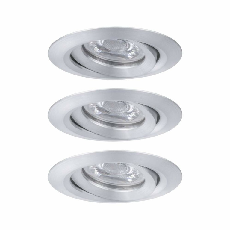 Paulmann LED Einbauleuchte Nova mini Coin 3er-Set schwenkbar 4W 2700K Alu gedreht 230V