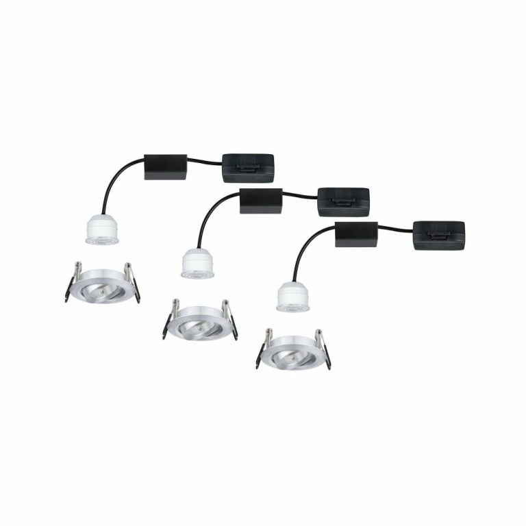 Paulmann LED Einbauleuchte Nova mini Coin 3er-Set schwenkbar 4W 2700K Alu gedreht 230V