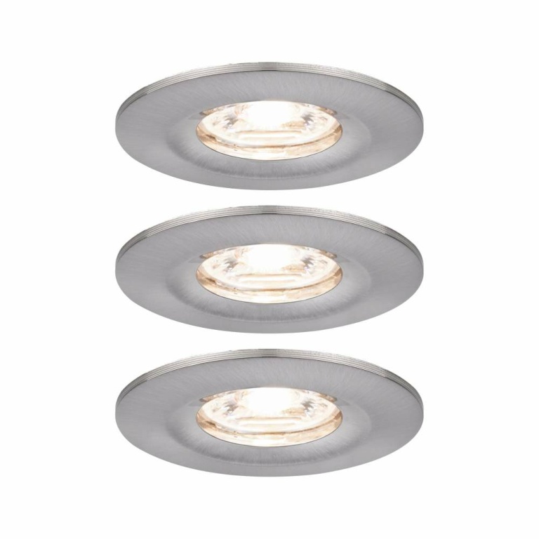 Paulmann LED Einbauleuchte Nova mini Coin 3er-Set starr IP44 4W 2700K Eisen gebürstet 230V