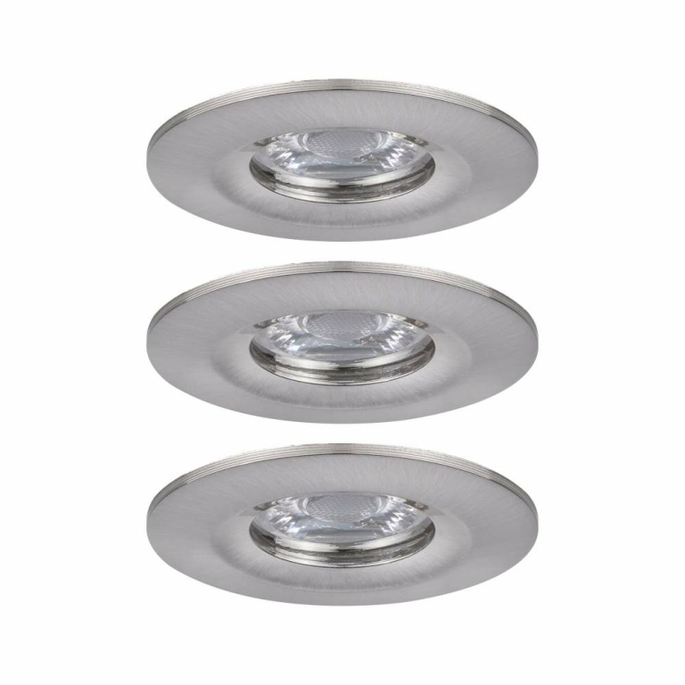 Paulmann LED Einbauleuchte Nova mini Coin 3er-Set starr IP44 4W 2700K Eisen gebürstet 230V