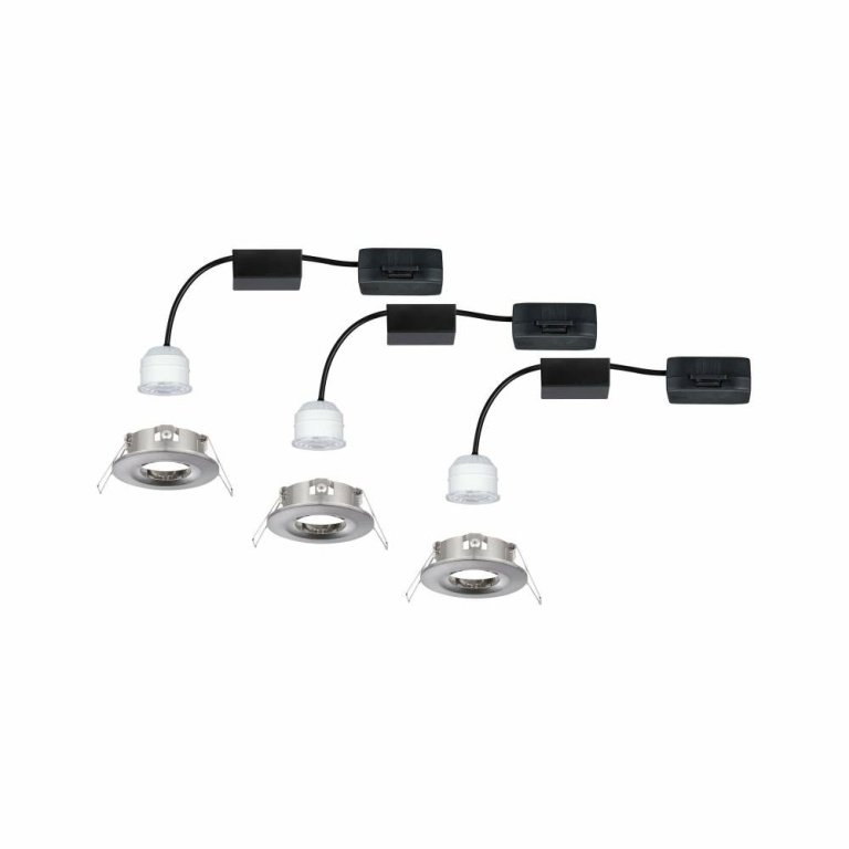 Paulmann LED Einbauleuchte Nova mini Coin 3er-Set starr IP44 4W 2700K Eisen gebürstet 230V