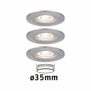 LED Einbauleuchte Nova mini Coin 3er-Set starr IP44 4W 2700K Eisen gebürstet 230V