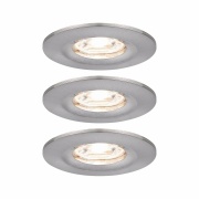 LED Einbauleuchte Nova mini Coin 3er-Set starr IP44 4W 2700K Eisen gebürstet 230V