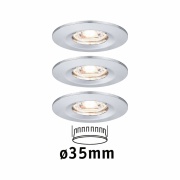 LED Einbauleuchte Nova mini Coin 3er-Set starr IP44 4W 2700K Chrom 230V