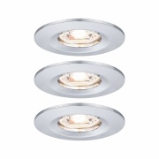 LED Einbauleuchte Nova mini Coin 3er-Set starr IP44 4W 2700K Chrom 230V