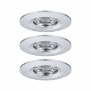 LED Einbauleuchte Nova mini Coin 3er-Set starr IP44 4W 2700K Chrom 230V