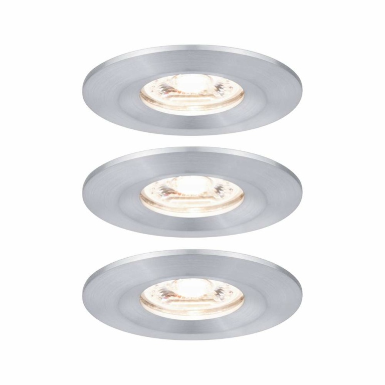 Paulmann LED Einbauleuchte Nova mini Coin 3er-Set starr IP44 4W 2700K Alu gedreht 230V