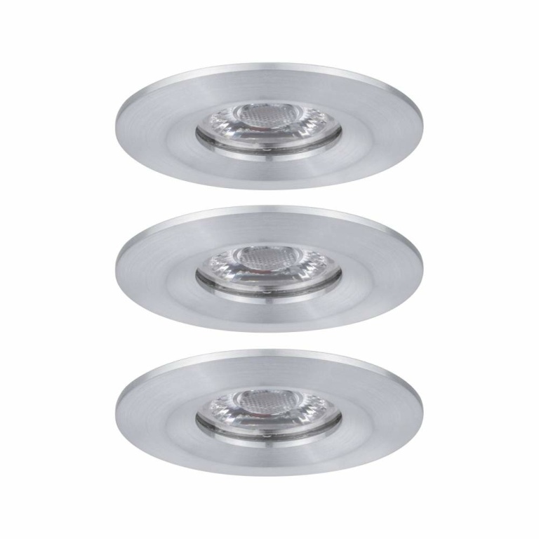 Paulmann LED Einbauleuchte Nova mini Coin 3er-Set starr IP44 4W 2700K Alu gedreht 230V