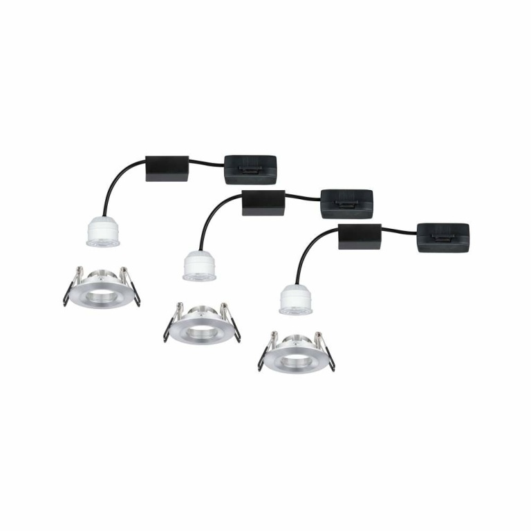 Paulmann LED Einbauleuchte Nova mini Coin 3er-Set starr IP44 4W 2700K Alu gedreht 230V