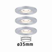 LED Einbauleuchte Nova mini Coin 3er-Set starr IP44 4W 2700K Alu gedreht 230V