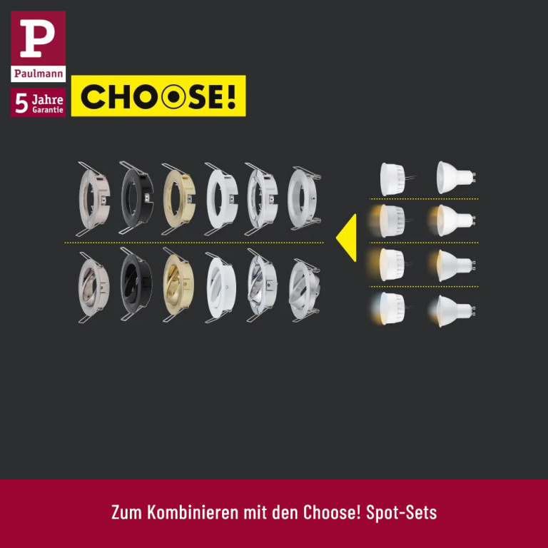 Paulmann Einbauleuchte Choose LED-Modul GU10 3er Set 6,5W 2700K Non Dim 230V