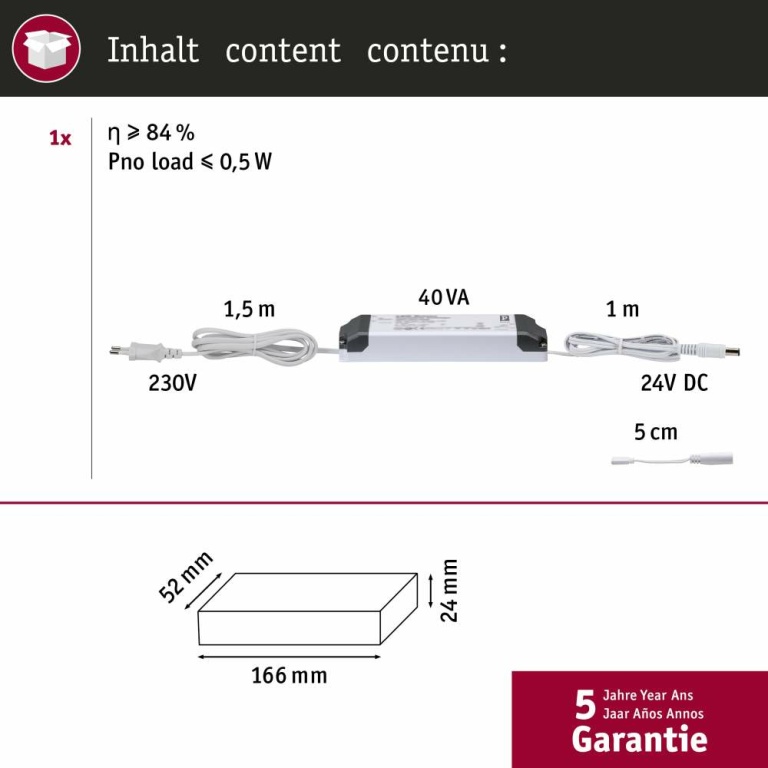 Paulmann MaxLED Power Supply 230/24V 40VA Weiß