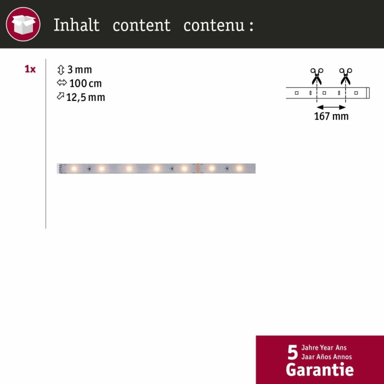 Paulmann MaxLED 250 Strip unbeschichtet 1m Warmweiß