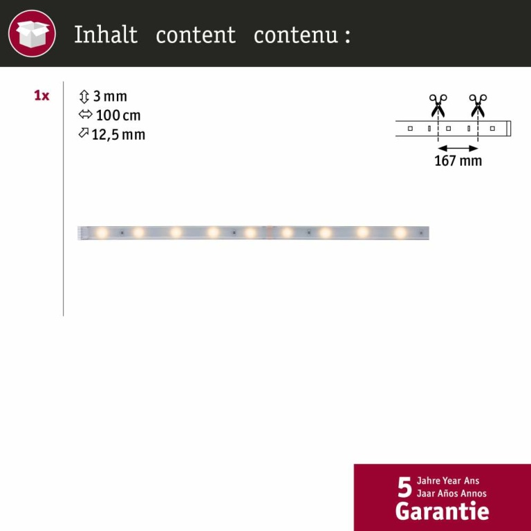 Paulmann MaxLED 250 Strip beschichtet 1m IP44 Warmweiß Protect Cover