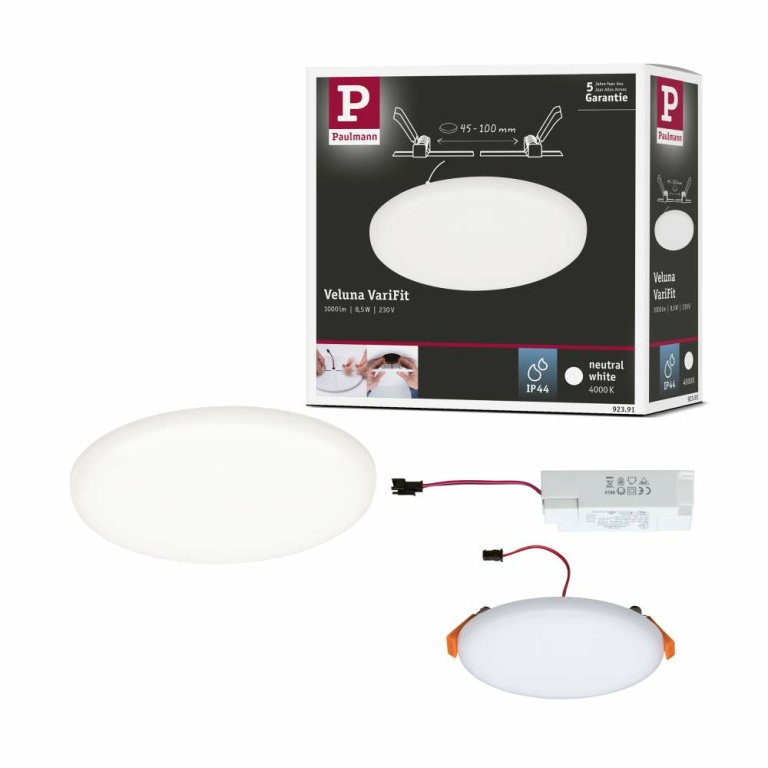 Paulmann LED Einbaupanel Veluna VariFit IP44 rund 125 8,5W 4.000K Satin