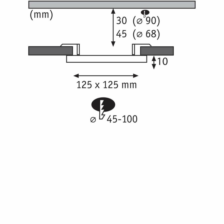 Paulmann LED Einbaupanel Veluna VariFit IP44 rund 125 8,5W 4.000K Satin