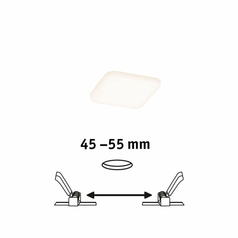 Paulmann LED Einbaupanel Veluna VariFit IP44 eckig 75x75mm 4,5W 3.000K Satin