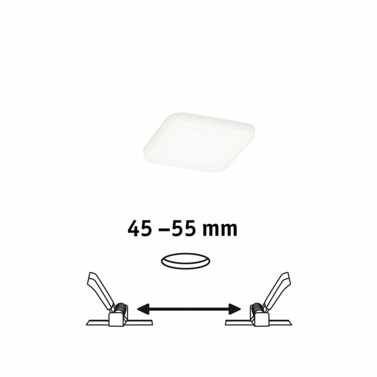 Paulmann LED Einbaupanel Veluna VariFit IP44 eckig 75x75mm 4,5W 4.000K Satin