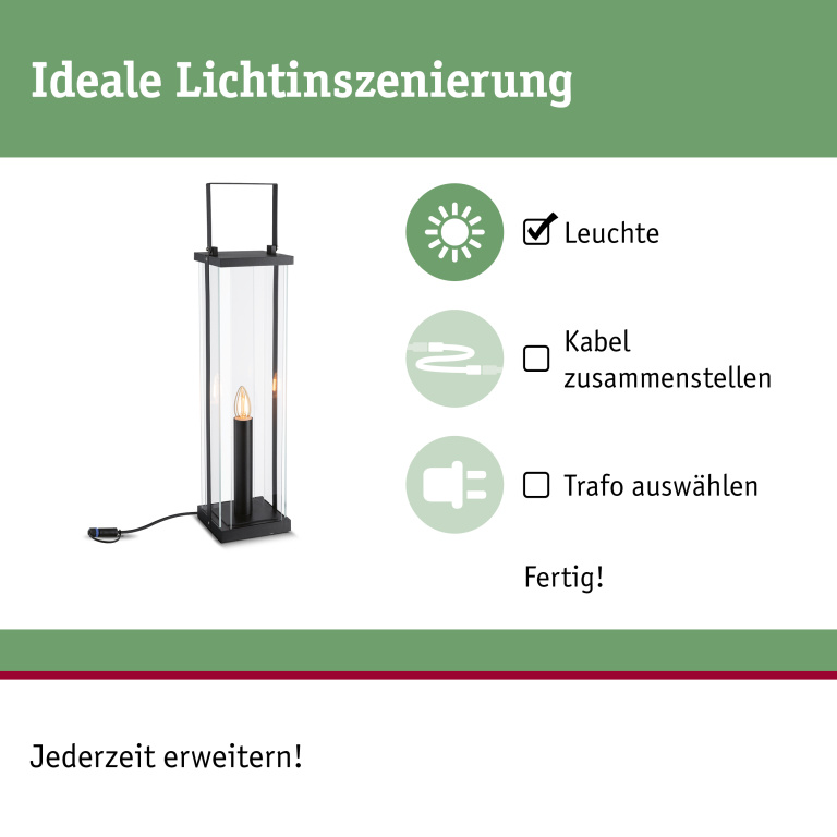 Paulmann Plug & Shine Laterne Classic 69,5 cm IP44 Anthrazit