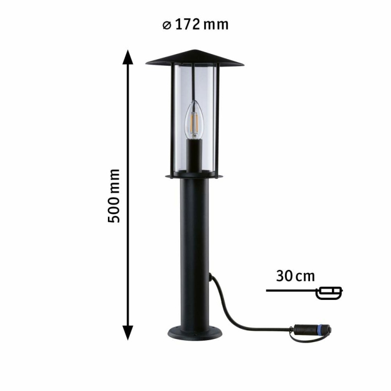 Paulmann Plug & Shine LED Pollerleuchte Classic 50cm IP44 Anthrazit Einzelleuchte