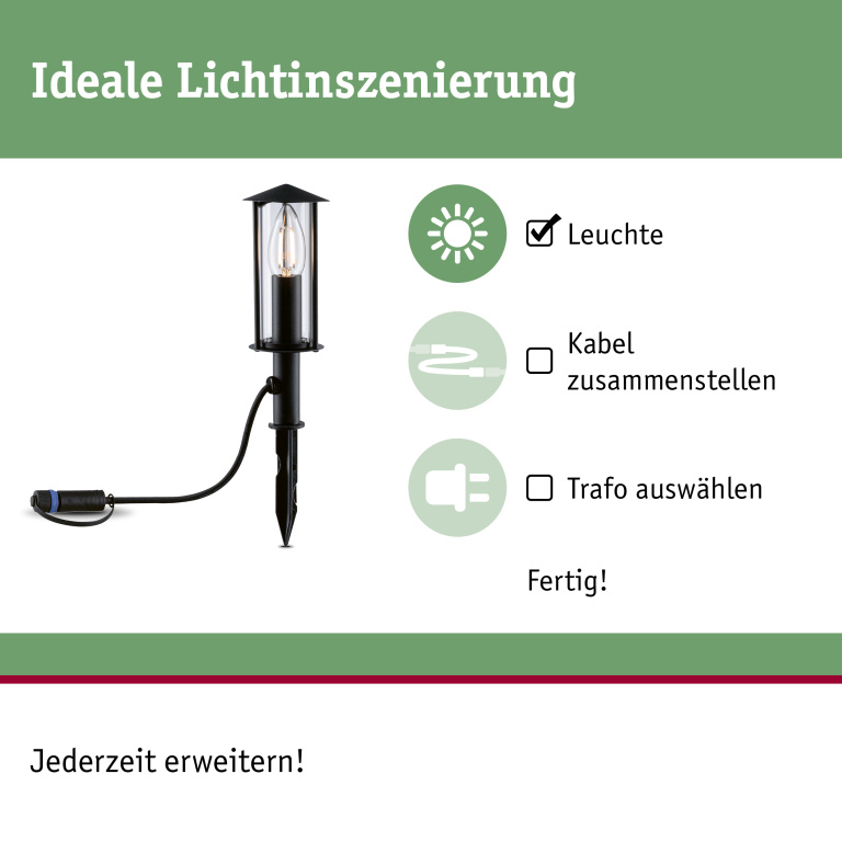 Paulmann Plug & Shine LED Pollerleuchte Classic Mini 22cm IP44 Anthrazit Einzelleuchte