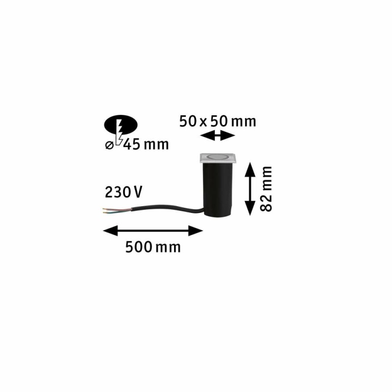 Paulmann House Bodeneinbauleuchte  IP65 3.000K 2W Edelstahl/Kunststoff 230V