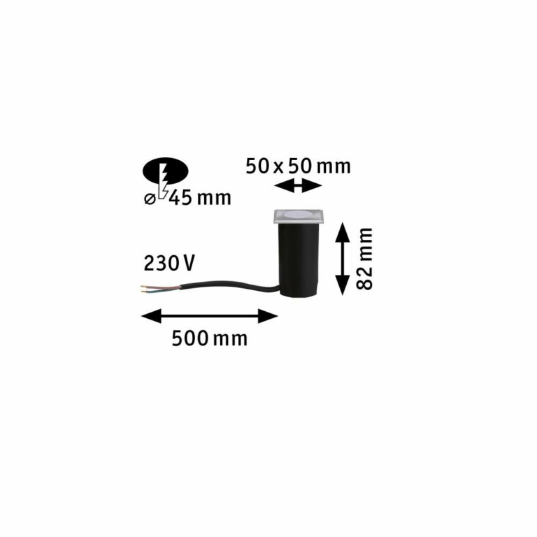 Paulmann House Bodeneinbauleuchte  IP65 3.000K 2W Edelstahl, Kunststoff 230V