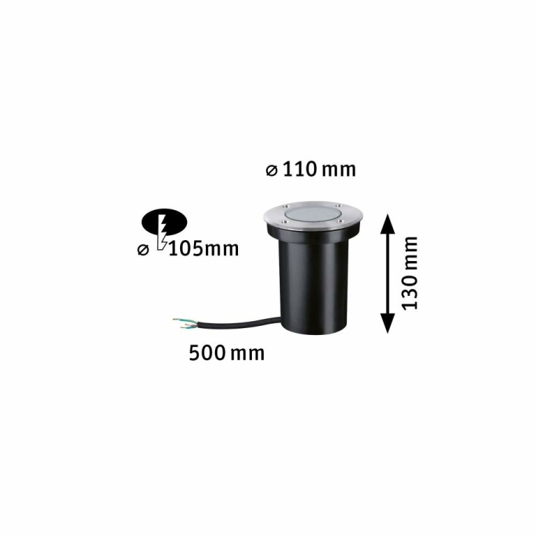 Paulmann Bodeneinbauleuchte Floor Edelstahl IP65 GU10 110 ohne Leuchtmittel