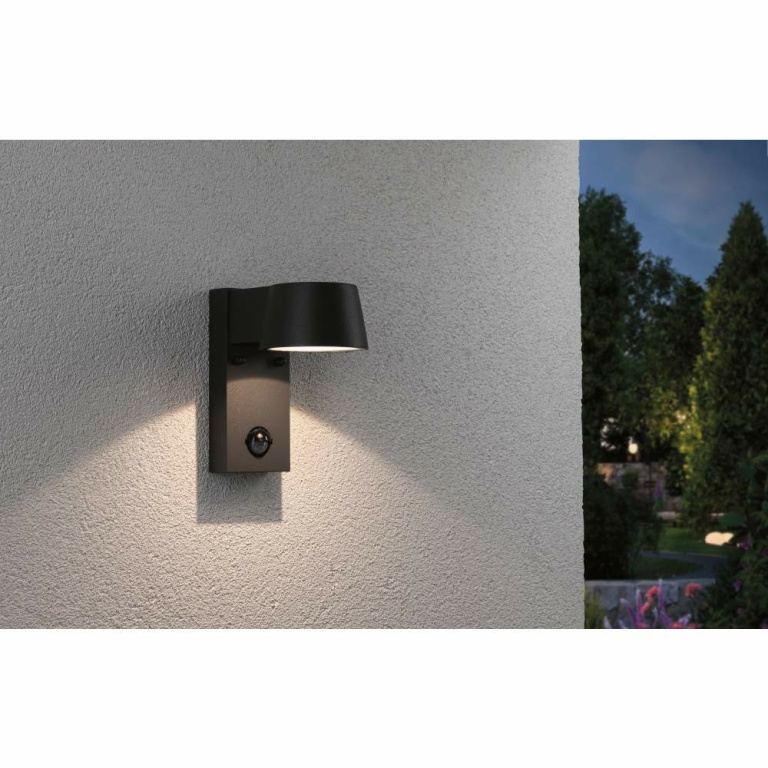 Paulmann LED Außenwandleuchte Capea Bewegungsmelder IP44 96x153mm 3000K 6W 500lm 230V Grau Aluminium