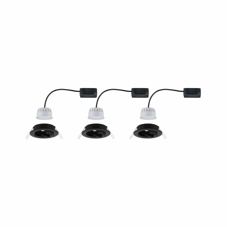 Paulmann LED Einbauleuchte Nova rund 3x6,5W Schwarz/Matt schwenkbar 3-Stufen-dimmbar Warmweiß