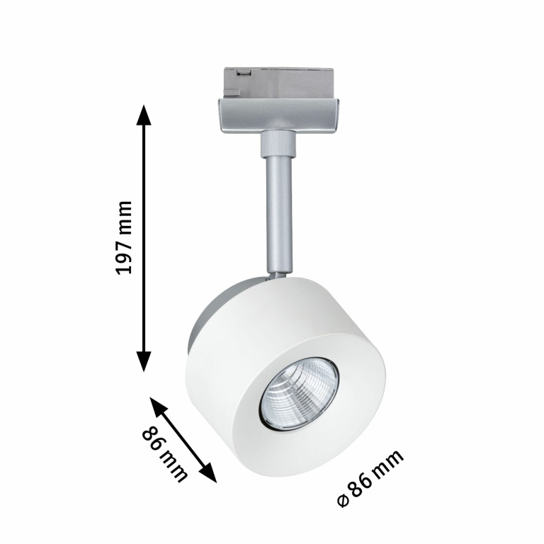 Paulmann URail LED Spot Pane 7,4W 400lm 2700K dimmbar chrom matt weiß (LED fest verbaut)