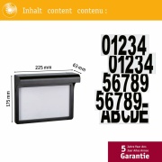 Solar LED Hausnummernleuchte Dayton II mit Dämmerungssensor schwarz IP44 3000K