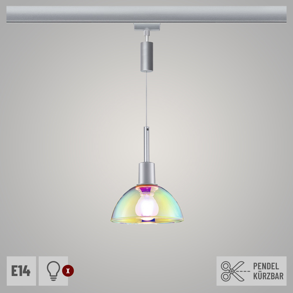 Pendel 96975 Glasschirm | Chrom URail mit matt E14 Lampen1a Paulmann 230V Dichroic Sarrasani