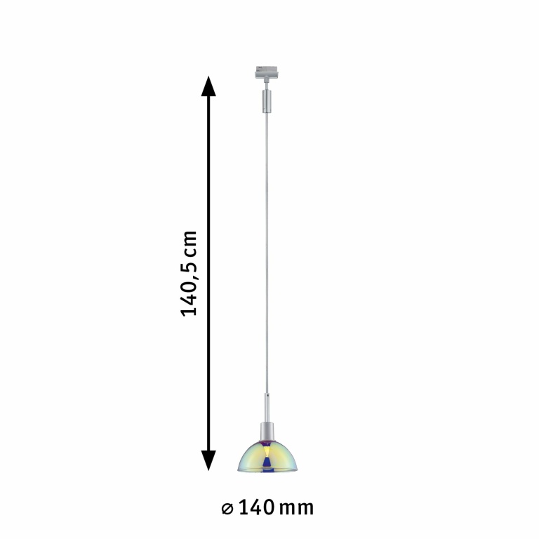 Paulmann URail Pendel Sarrasani Chrom matt mit Dichroic Glasschirm E14 230V Pendelhöhe einstellbar