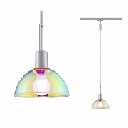 URail Pendel Sarrasani Chrom matt mit Dichroic Glasschirm E14 230V Pendelhöhe einstellbar