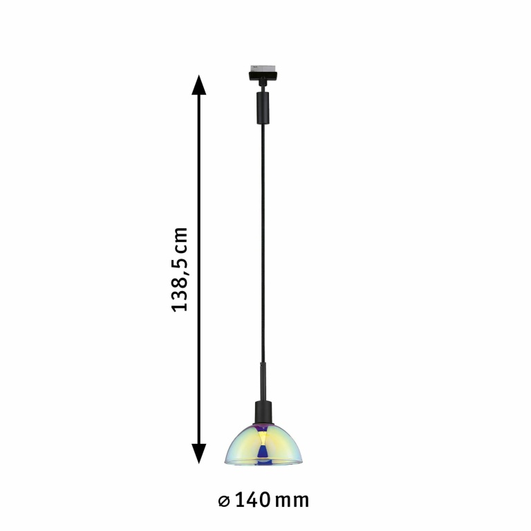 Paulmann URail Pendel Sarrasani Schwarz matt mit Dichroic Glasschirm E14 230V Pendelhöhe einstellbar