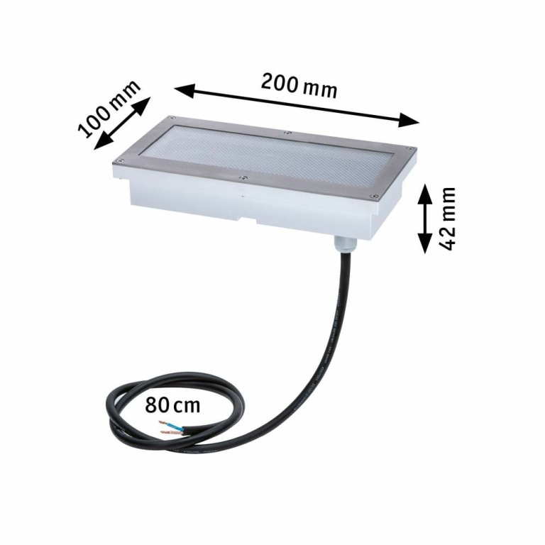 Paulmann LED Bodeneinbauleuchte Brick 20x10cm mit Bewegungsmelder & Dämmerungssensor aluminium grau rostfrei IP67 3000K 230V