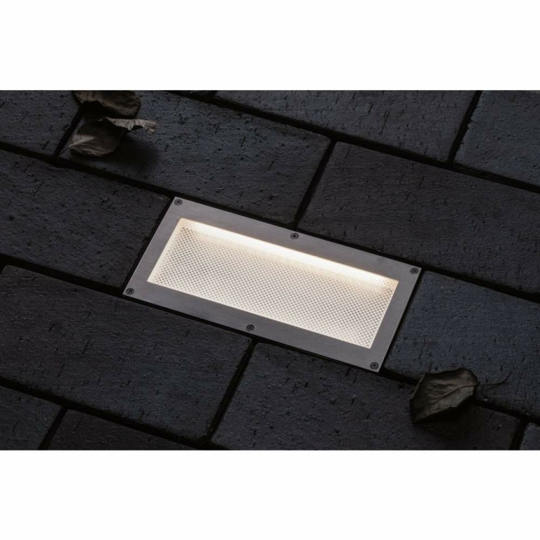 Paulmann LED Bodeneinbauleuchte Brick 20x10cm mit Bewegungsmelder & Dämmerungssensor aluminium grau rostfrei IP67 3000K 230V