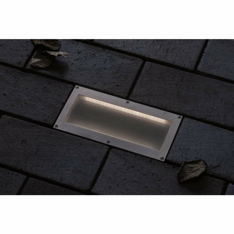 Paulmann LED Bodeneinbauleuchte Brick 20x10cm mit Bewegungsmelder & Dämmerungssensor aluminium grau rostfrei IP67 3000K 230V