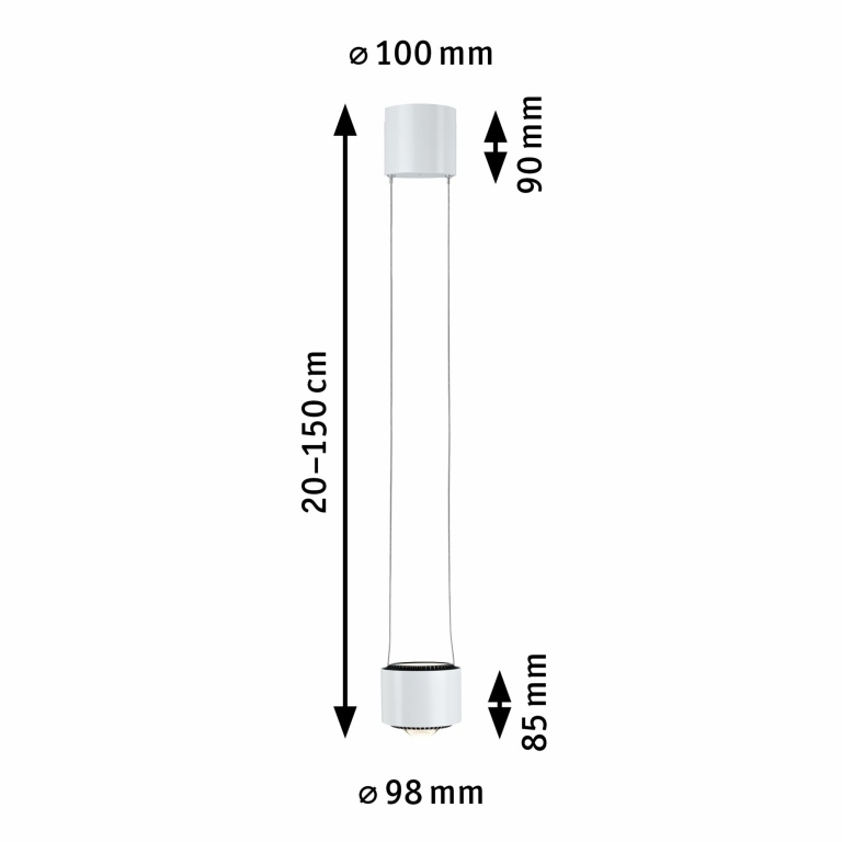 Paulmann URail LED Pendelleuchte Aldan Weiß 8,5W 2700K dimmbar (LED fest verbaut)