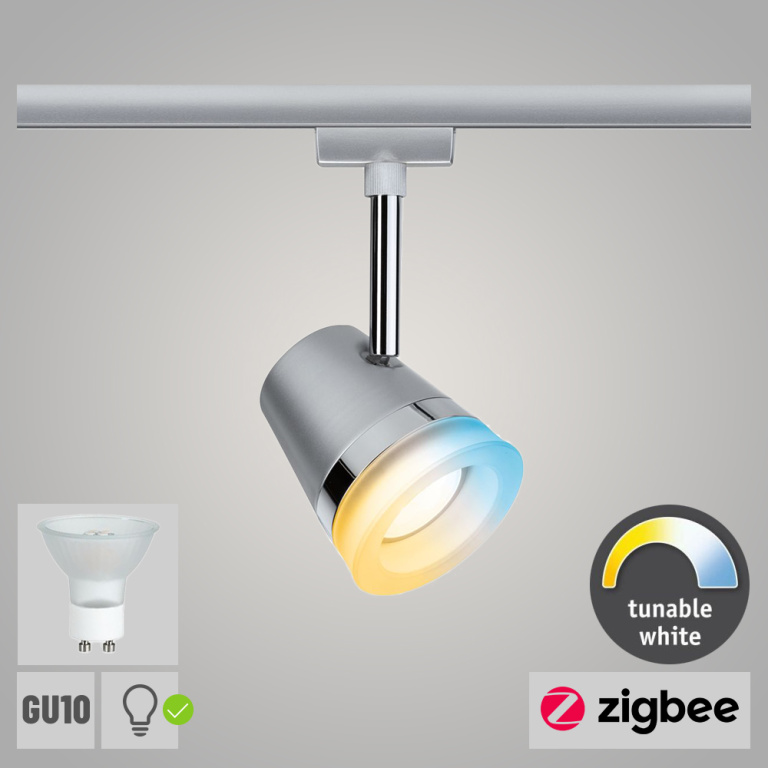 Paulmann 95526 Leuchtmittel Spot URail max. 10W 1x Lampen1a ZigBee | Cone GU10 chrom matt (inkl