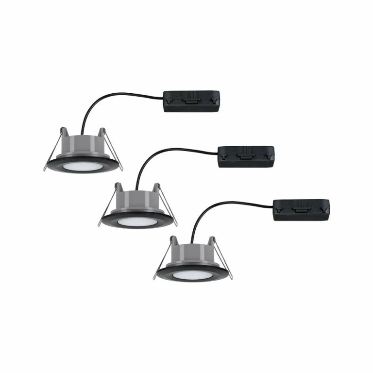 Paulmann Einbauleuchte LED Calla IP65 rund 4.000K 3x6,5W Schwarz matt schwenkbar