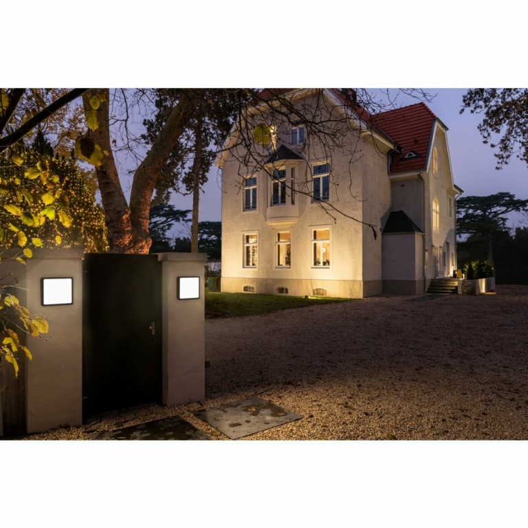 SLV AINOS SQUARE LED Outdoor Wand- & Deckenleuchte anthrazit eckig mit Sensor und CCT-Switch IP65 1300lm 18W 230V